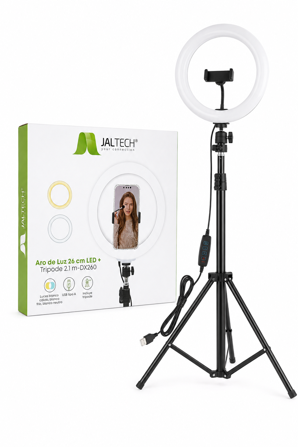 ARO DE LUZ 26cm LED + TRIPODE 2.1 m -DX260