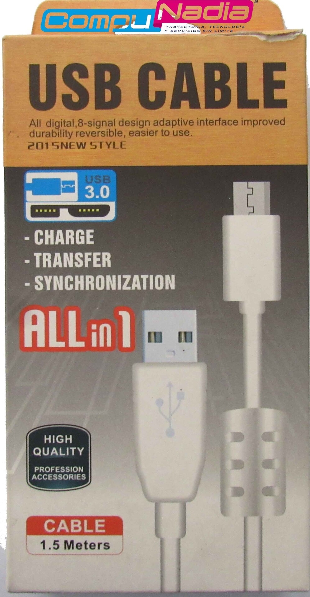 CABLE USB DE TRANSFERENCIA Y CARGA 3.0 1.5 METROS