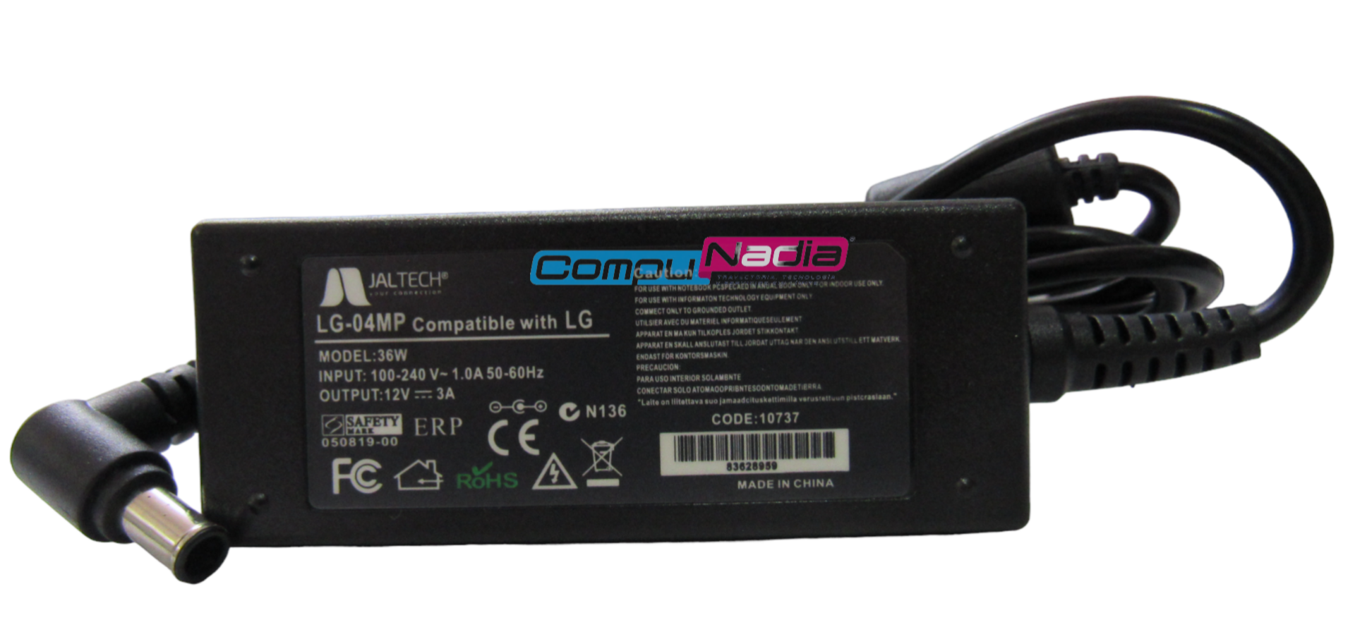 CARGADOR PARA PORTATIL 12V 3A LG 04MP JALTECH