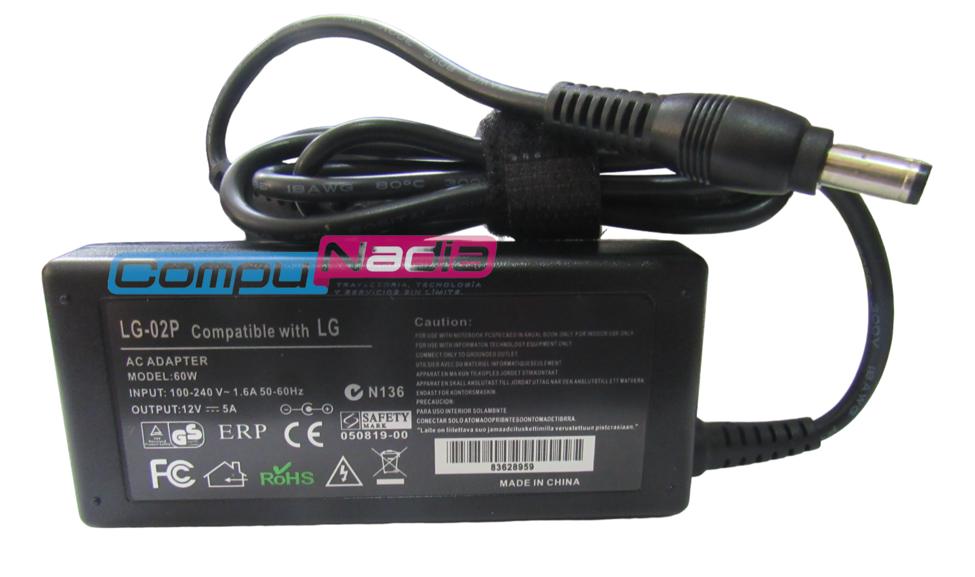 CARGADOR PARA PORTATIL LG 02P 12V 5A PREM JALTECH