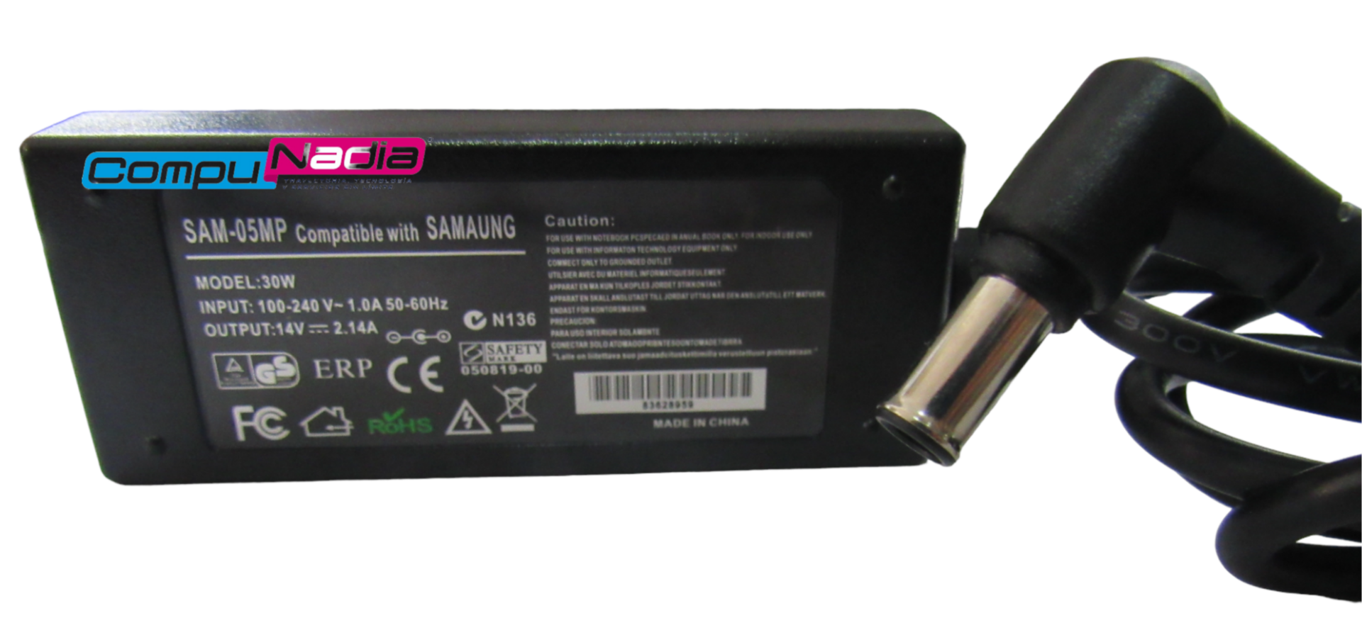 CARGADOR PARA PORTATIL  SAM  05 MP 14V-2.14 A PREM