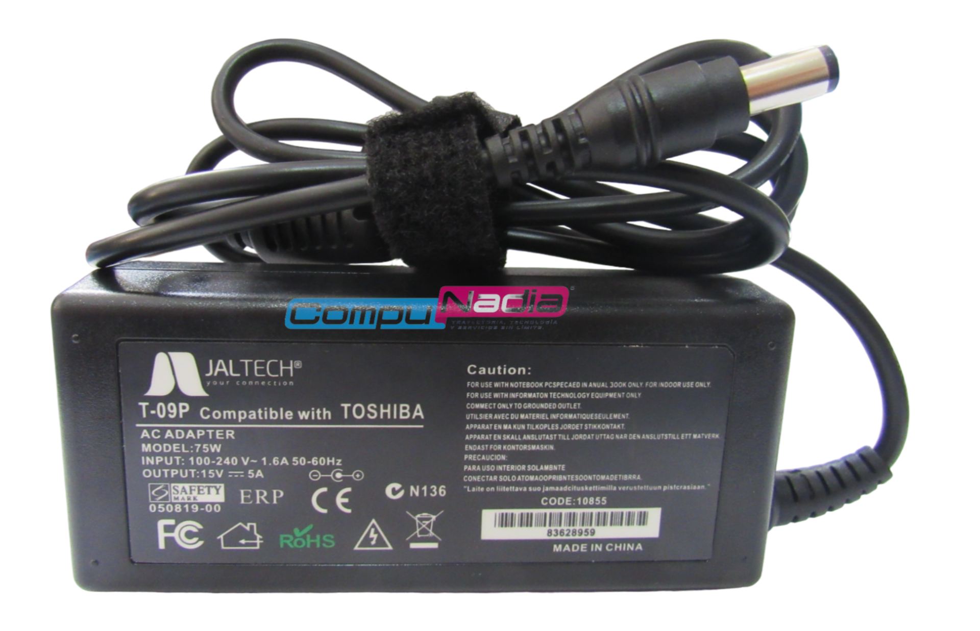 CARGADOR PARA PORTÁTIL TOSHIBA 15V 5A PREM JALTECH