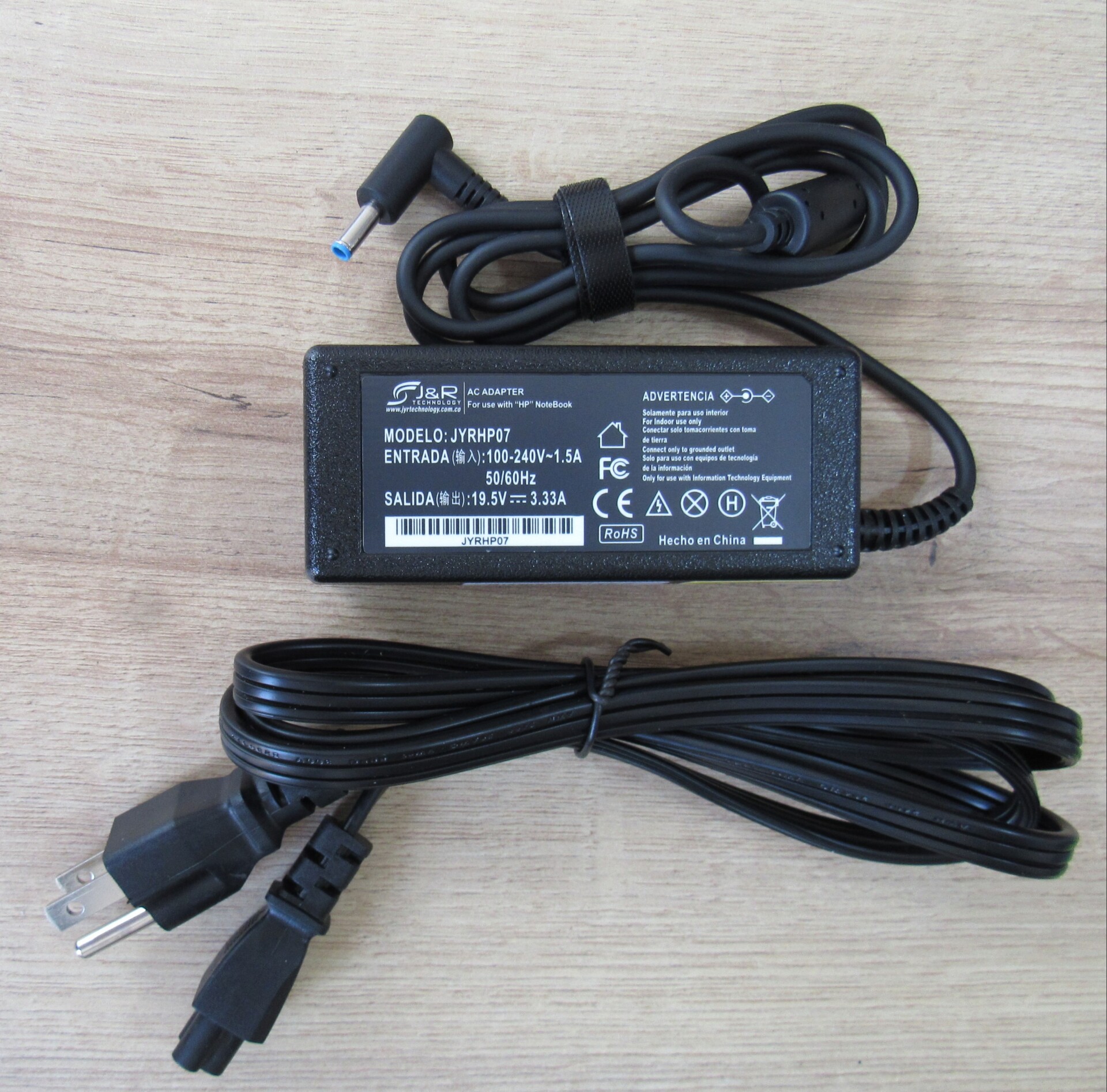 CARGADOR PARA PORTATIL HP 19.5V 3.33A JYR
