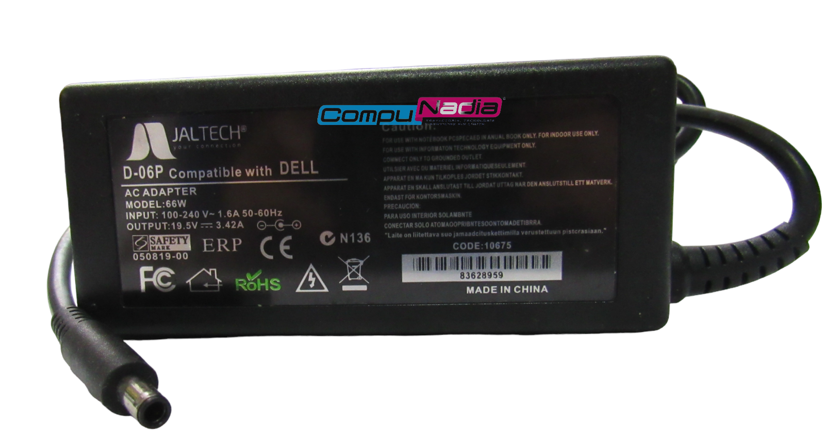 CARGADOR PARA PORTATIL JALTECH D-06P 19 5V 3.42A