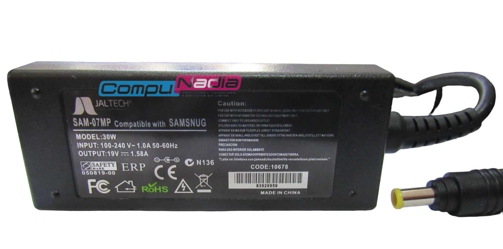 CARGADOR PARA PORTATIL SAMSUNG SAM-07MP  19V 1.58A