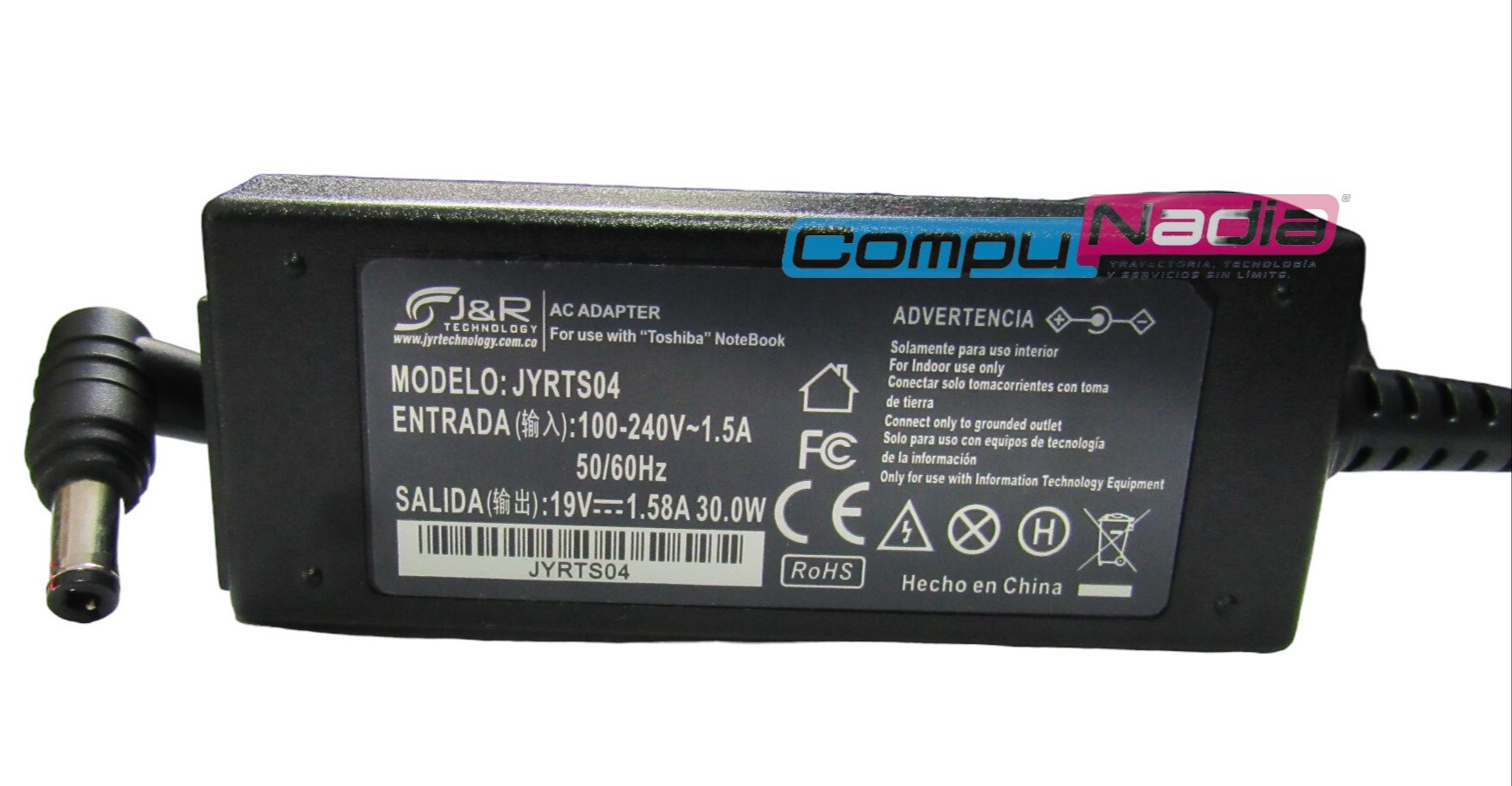 CARGADOR PARA PORTÁTIL TOSHIBA 19V - 1.58A JYRTO04