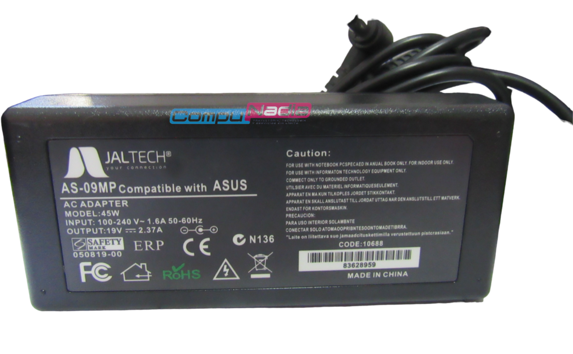 CARGADOR PARA PORTATIL ASUS JALTECH AS-09MP 19V 2.37A