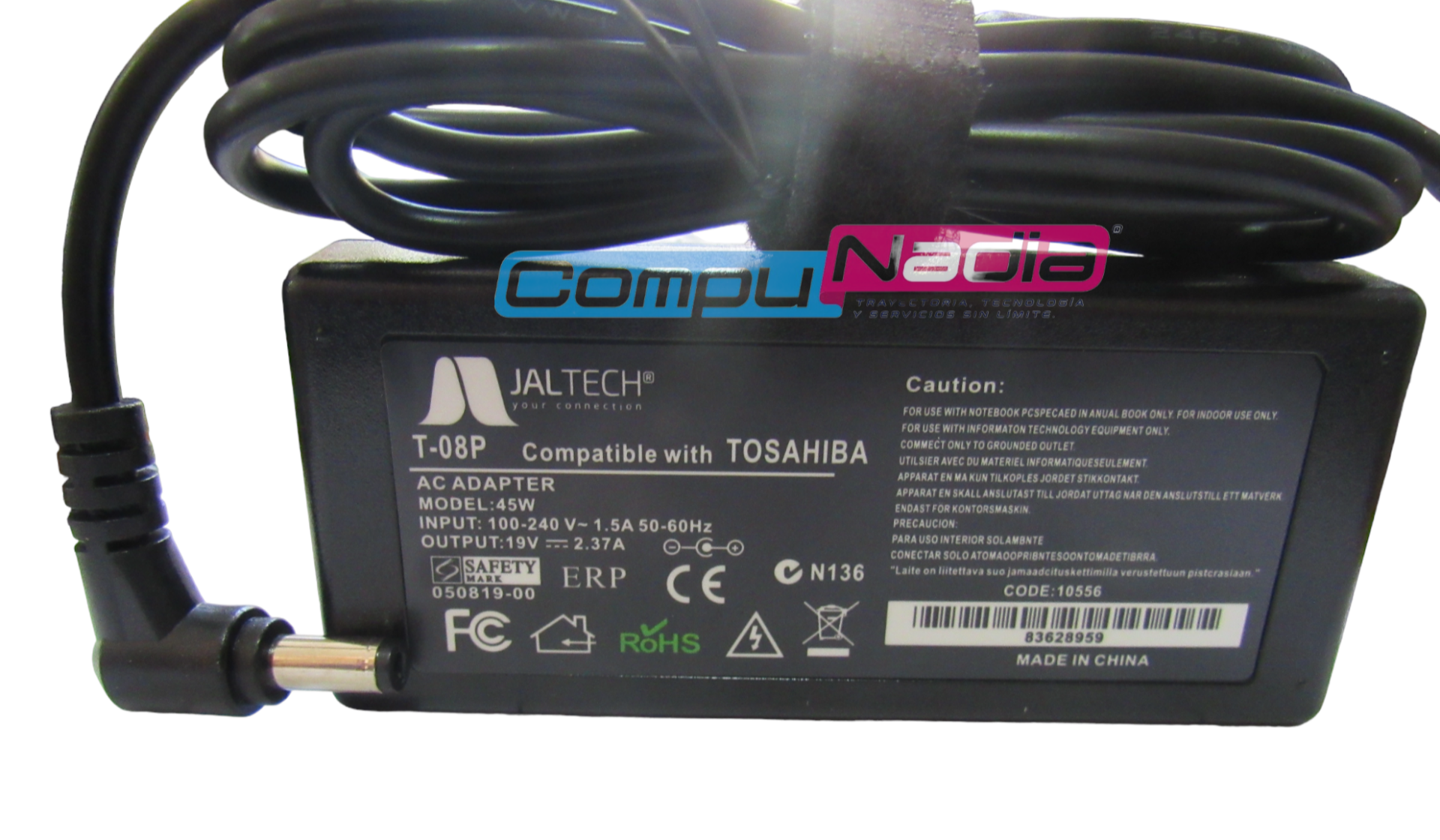 CARGADOR PARA PORTATIL JALTECH T-08P 19V 2.37A
