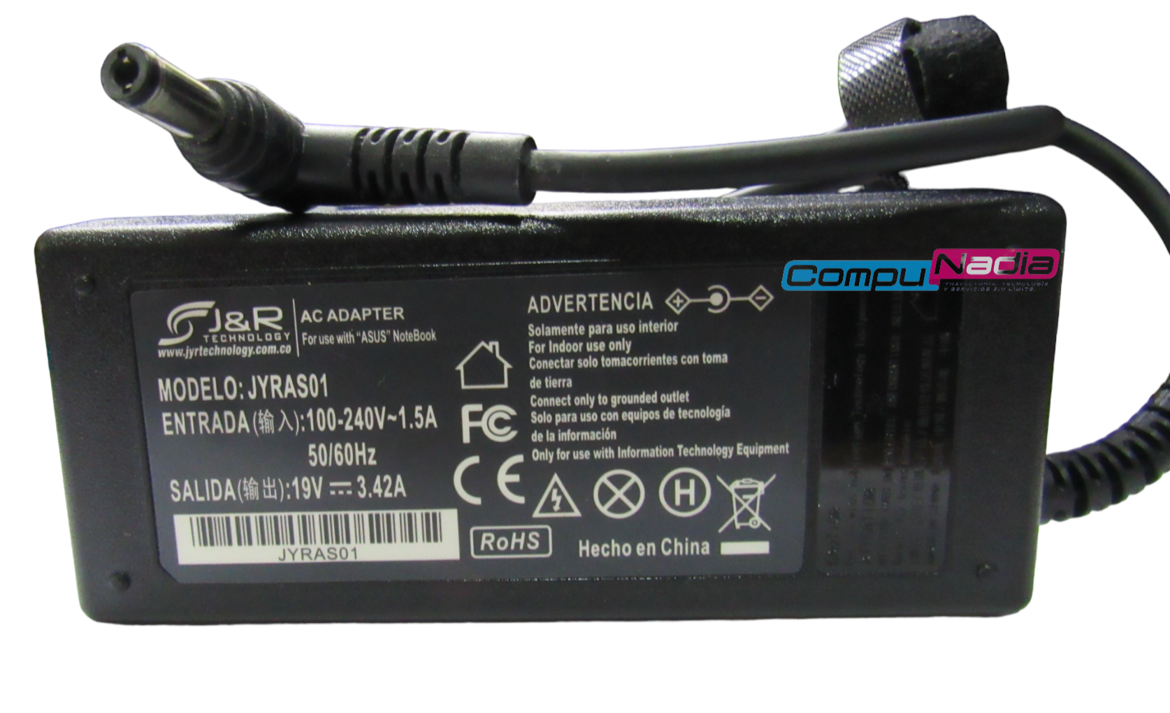 CARGADOR PARA PORTATIL ASUS 19V 3.42A JYR