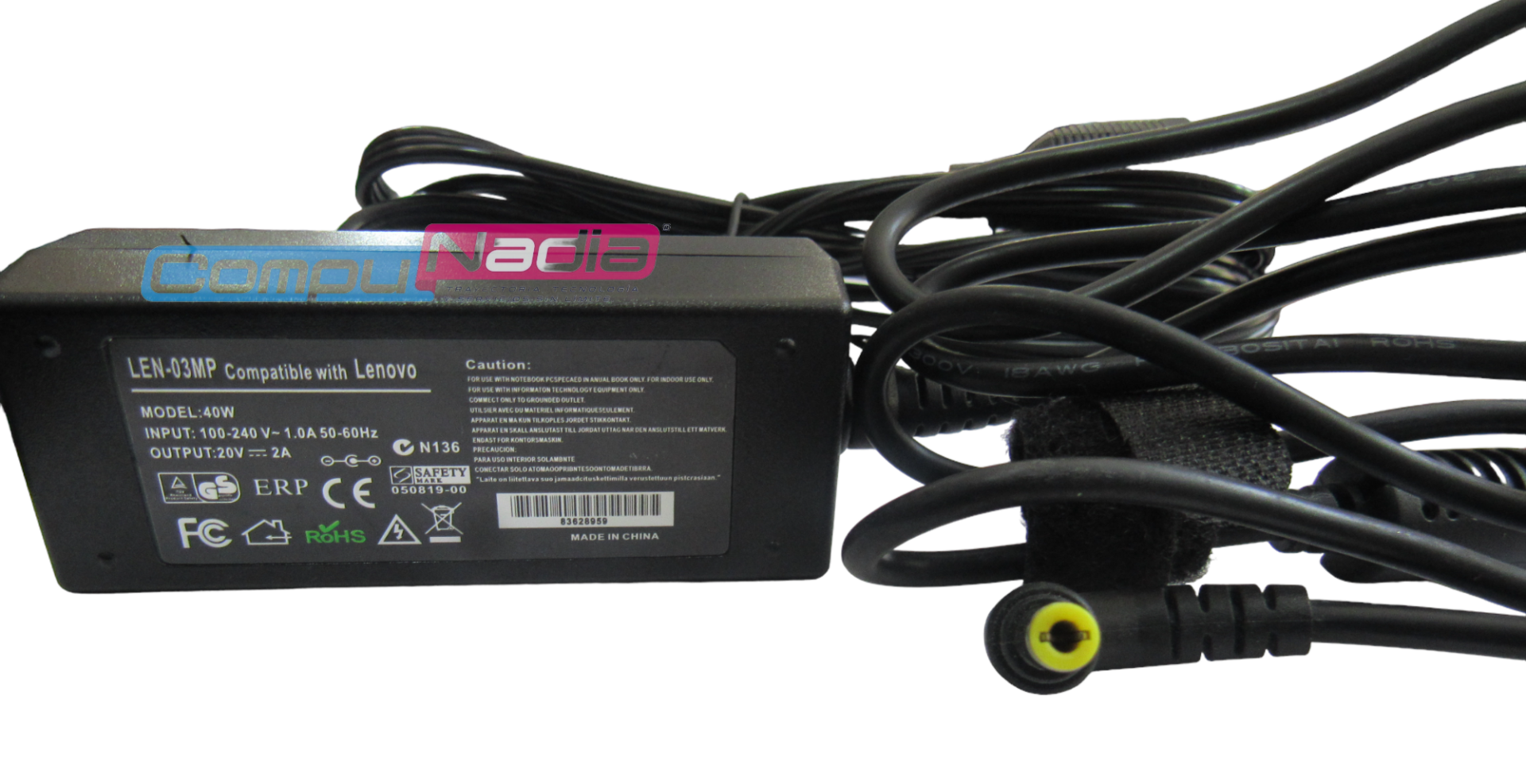 CARGADOR PARA PORTATIL LENOVO JALTECH LEN-03MP 20V 2A 5.5*2.5