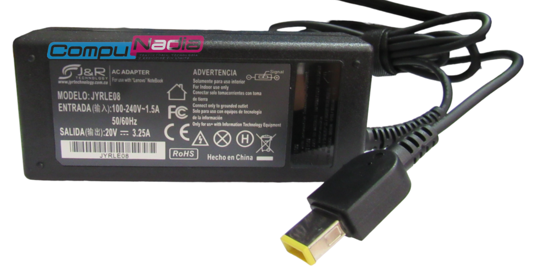 CARGADOR PARA PORTATIL LENOVO JYR 20V 3 25A LE08