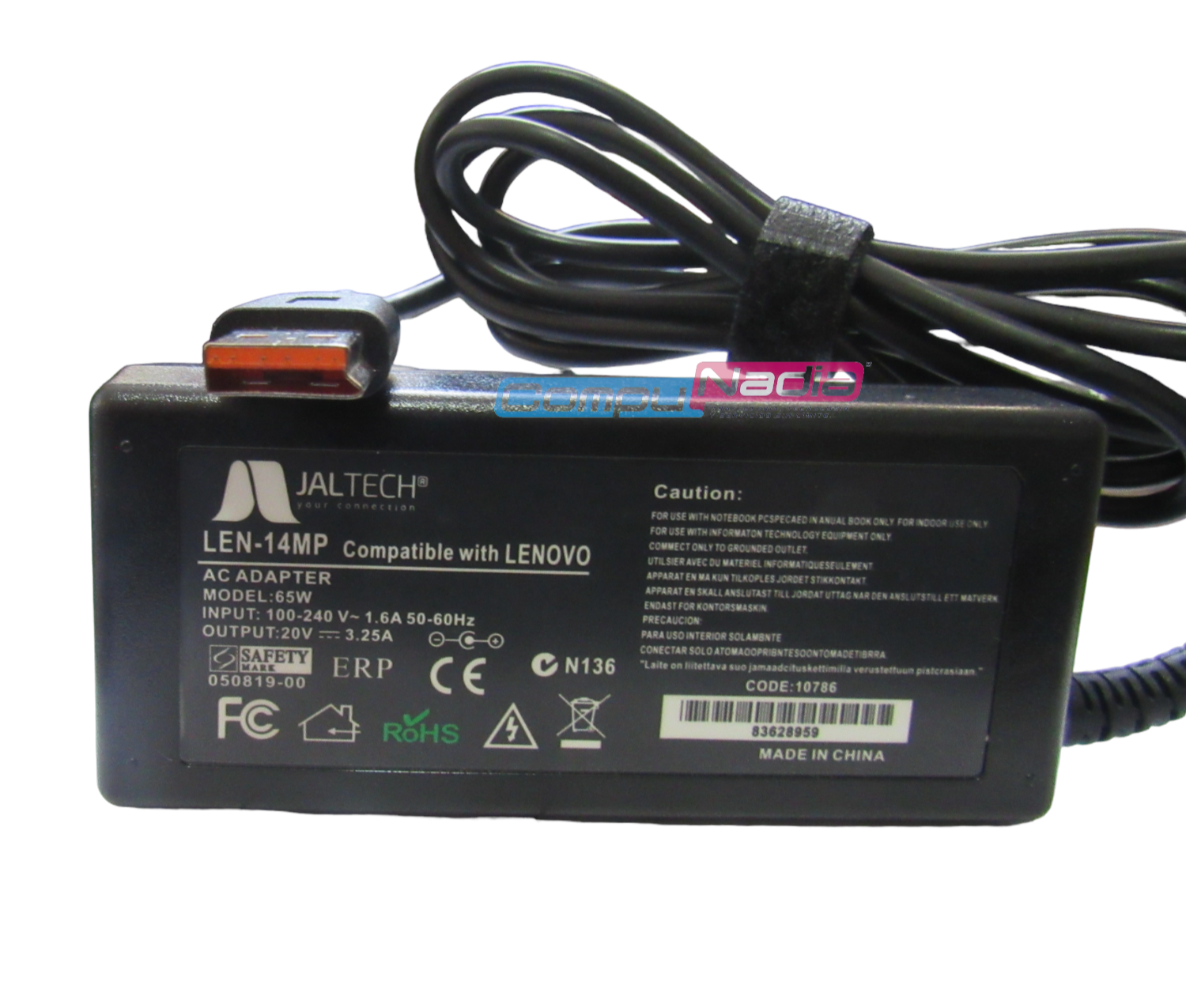 CARGADOR PARA PORTATIL JALTECH LEN-14MP 20V 3 25A  YOGE USB