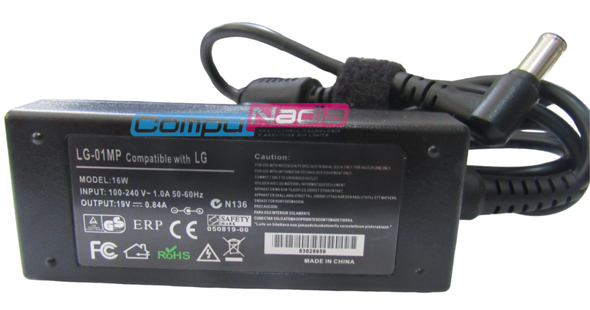CARGADOR PARA PORTATIL LG-01MP 19V 0.84A PREM JALTECH
