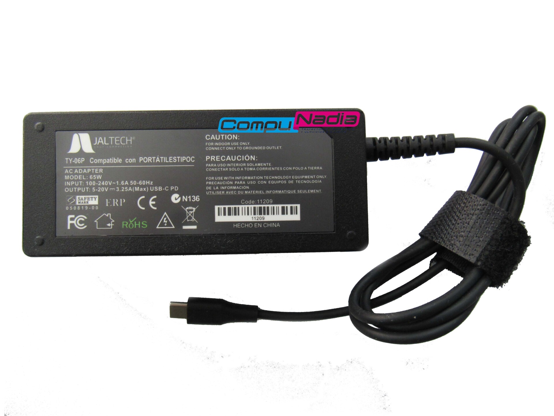CARGADOR PARA PORTATIL UNIVERSAL 5-20V TIPO C JALTECH PREMIUM