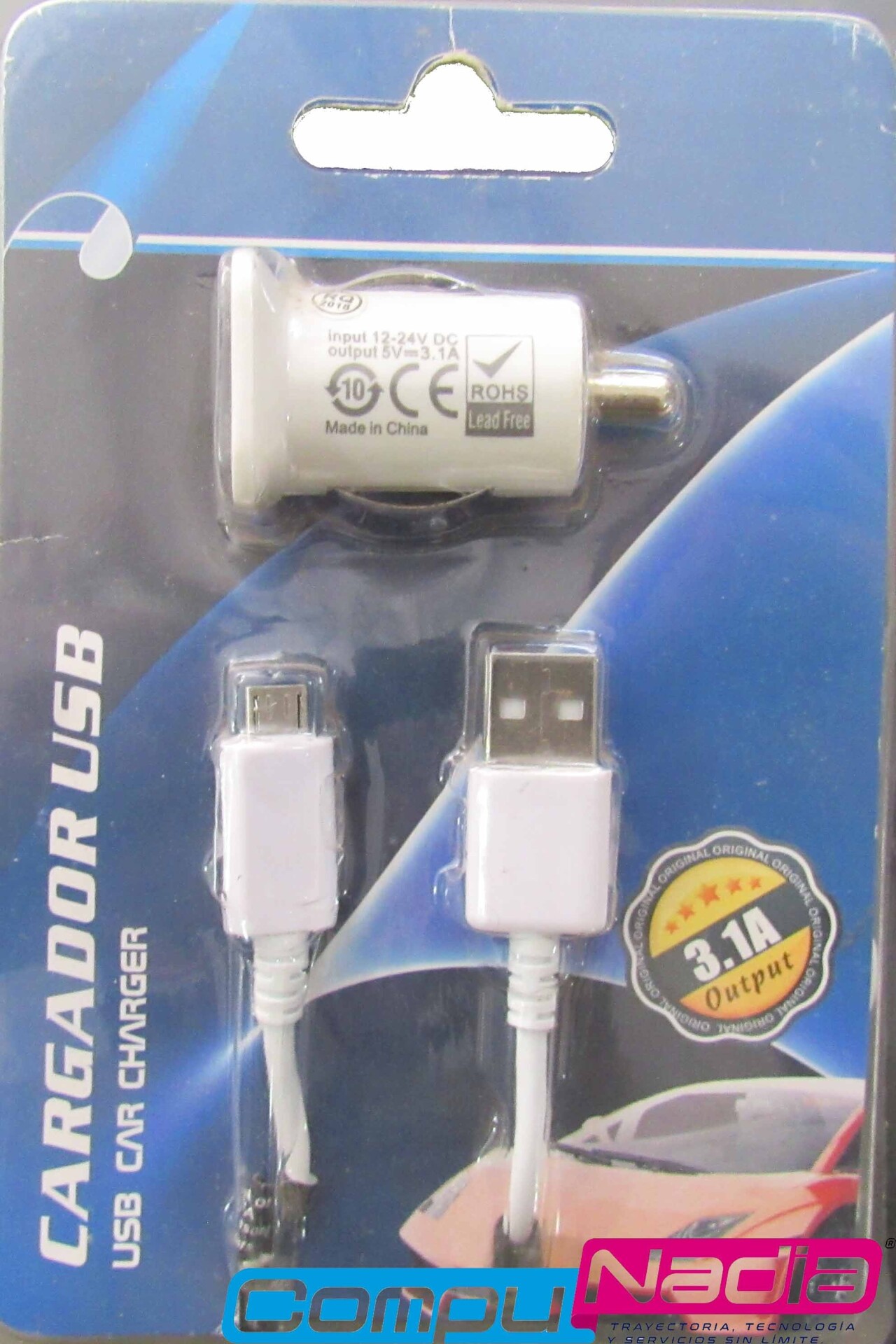 CARGADOR USB PARA CARRO 3.1 AMPERIOS CARGA RAPIDA