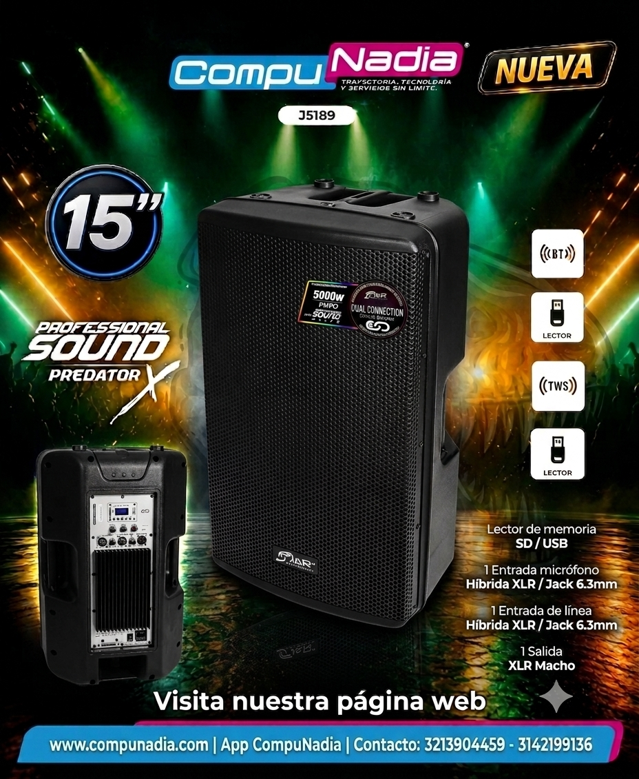 CABINA J5189 15¨ JYR 5000W PMPO